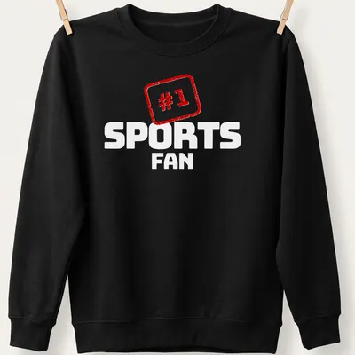 Distressed graphic of '#1' in bold red and white lettering on a vintage-style — printed on a unisex sweatshirt