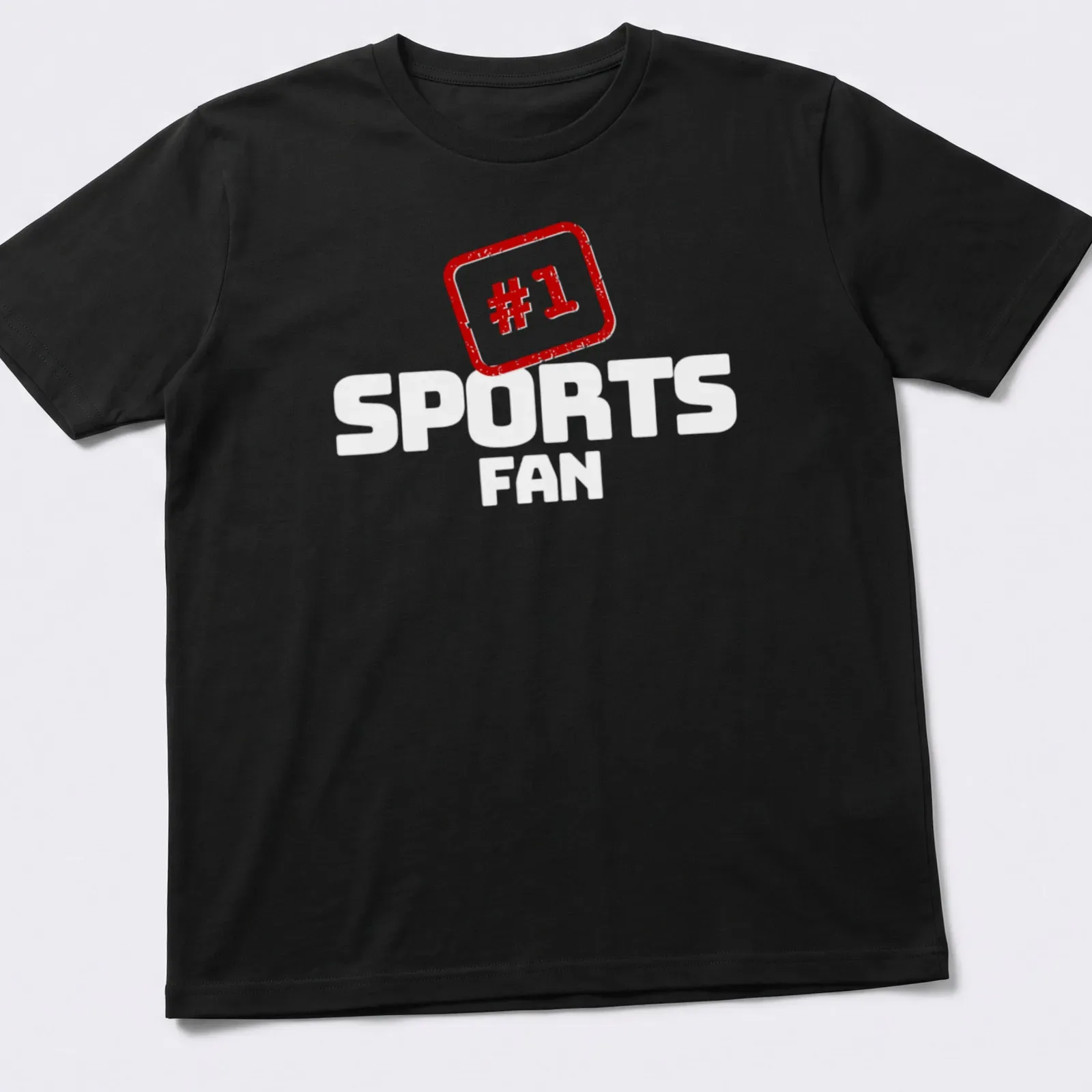 Distressed graphic of '#1' in bold red and white lettering on a vintage-style — printed on a unisex t-shirt