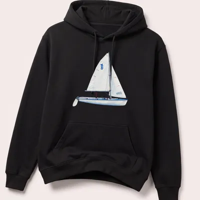 Watercolor print of a 420 racing dinghy with bold text '420' — printed on a unisex hoodie