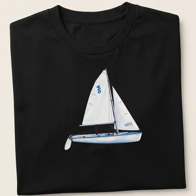 Watercolor print of a 420 racing dinghy with bold text '420'