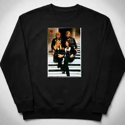 Retro ABBA t-shirt with bold lettering and classic colors — printed on a unisex sweatshirt