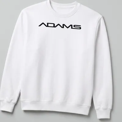 ADAMS logo in sleek vector style on a black background — printed on a unisex sweatshirt