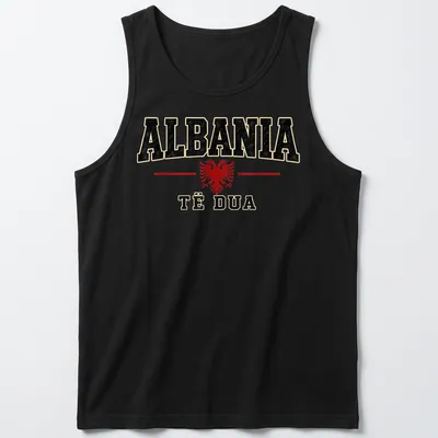 Vintage distressed design featuring the Albanian Eagle and the text Albania ë Dua — printed on a tank top