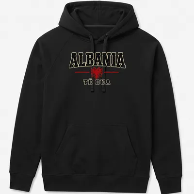 Vintage distressed design featuring the Albanian Eagle and the text Albania ë Dua — printed on a unisex hoodie