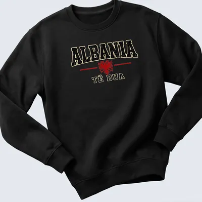 Vintage distressed design featuring the Albanian Eagle and the text Albania ë Dua — printed on a unisex sweatshirt