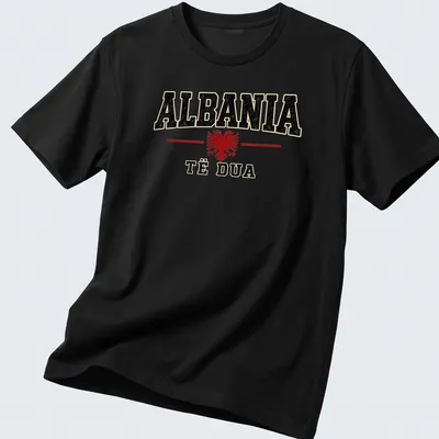 Vintage distressed design featuring the Albanian Eagle and the text Albania Γ« Dua