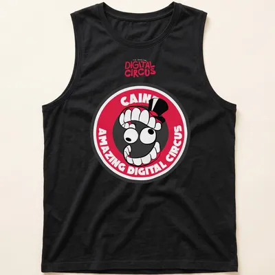 Cartoonish design featuring Caine from Amazing Digital Circus in bold colors — printed on a tank top
