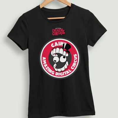 Cartoonish design featuring Caine from Amazing Digital Circus in bold colors — printed on a women's shirt