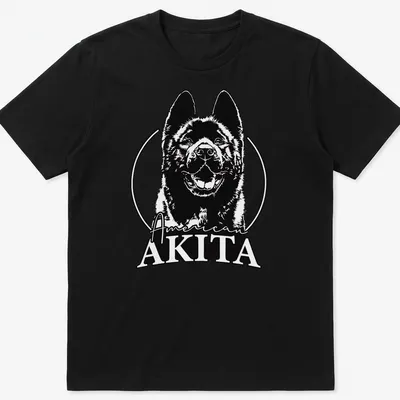 Bold line-art of an American Akita dog with text American AKITA