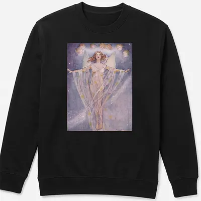 Whimsical watercolor t-shirt featuring an angelic figure and faces by Florence Anderson — printed on a unisex sweatshirt