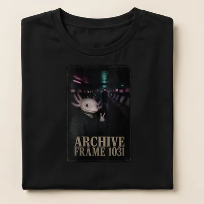 Dark and moody illustration of an axolotl in a Halloween arcade setting. — printed on a women's shirt