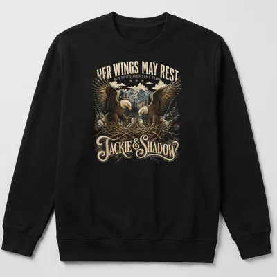 Vintage illustration of a Bald Eagle family tribute with sentimental text — printed on a unisex sweatshirt