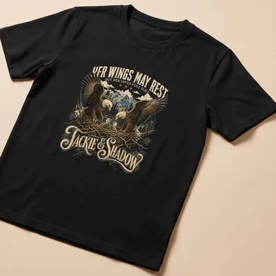 Vintage illustration of a Bald Eagle family tribute with sentimental text
