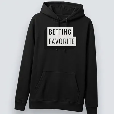 Black and white Betting Favorite t-shirt with bold typography — printed on a unisex hoodie
