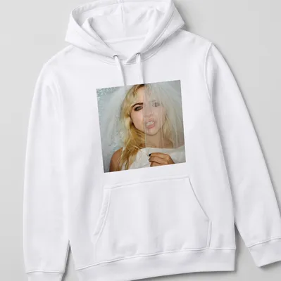 Photographic bridal fashion portrait featuring a model in a veil. — printed on a unisex hoodie