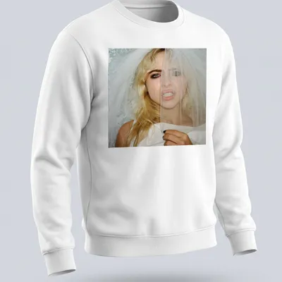 Photographic bridal fashion portrait featuring a model in a veil. — printed on a unisex sweatshirt