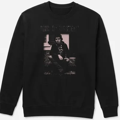 Fanart style t-shirt featuring Bruce Springsteen's name in white and light pink — printed on a unisex sweatshirt