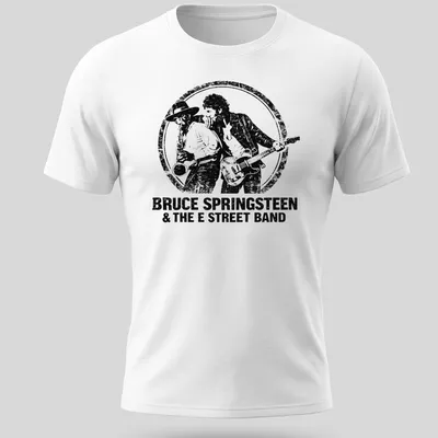 Vintage distressed Bruce Springsteen and E Street Band t-shirt with black and white design