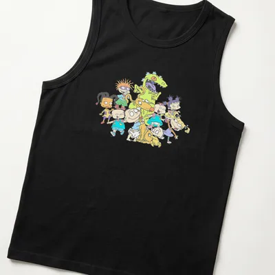 Colorful cartoon kids graphic with the text Happy Group — printed on a tank top