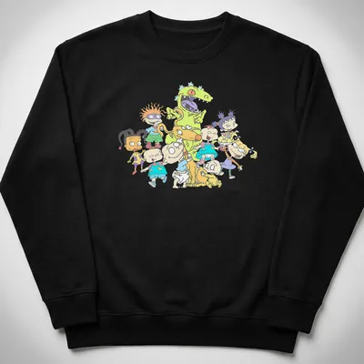 Colorful cartoon kids graphic with the text Happy Group — printed on a unisex sweatshirt