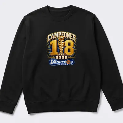 Bold graphic of a championship trophy with text celebrating Vaqueros De Bayamon — printed on a unisex sweatshirt