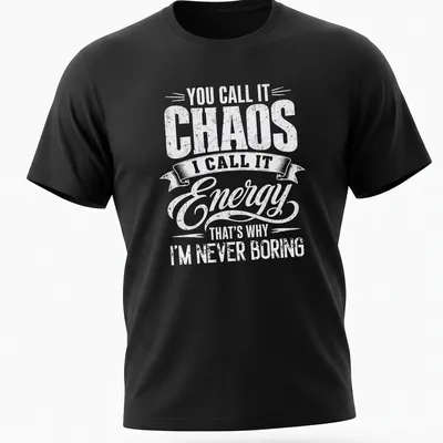 Vintage typography shirt with chaotic energy humor