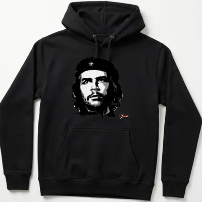 Vintage black and white Che Guevara illustration on — printed on a unisex hoodie