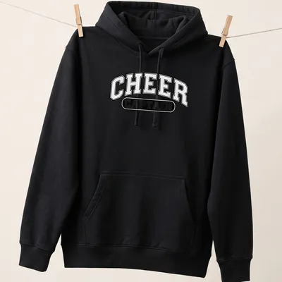 Bold collegiate 'Cheer Captain' t-shirt in black and white — printed on a unisex hoodie
