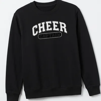 Bold collegiate 'Cheer Captain' t-shirt in black and white — printed on a unisex sweatshirt