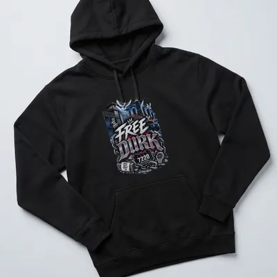 Chicago skyline T-shirt featuring prison and chain graphics with bold text — printed on a unisex hoodie