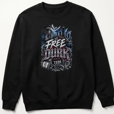 Chicago skyline T-shirt featuring prison and chain graphics with bold text — printed on a unisex sweatshirt