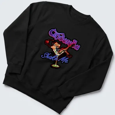 Colorful retro design of a pin-up girl in a martini glass with playful text — printed on a unisex sweatshirt