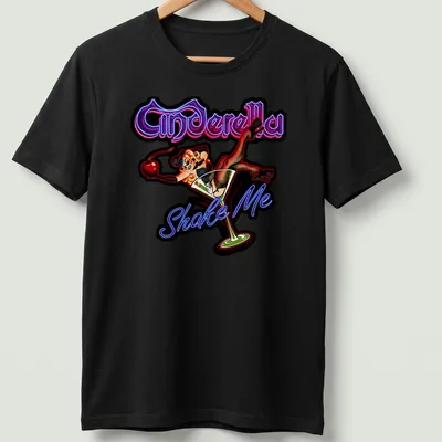 Colorful retro design of a pin-up girl in a martini glass with playful text