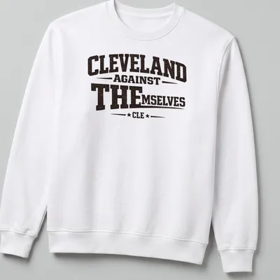 Bold vintage Cleveland Against Themselves tee in black, white, and brown — printed on a unisex sweatshirt