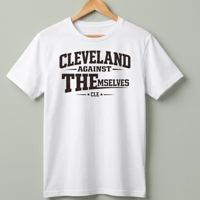 Bold vintage Cleveland Against Themselves tee in black, white, and brown