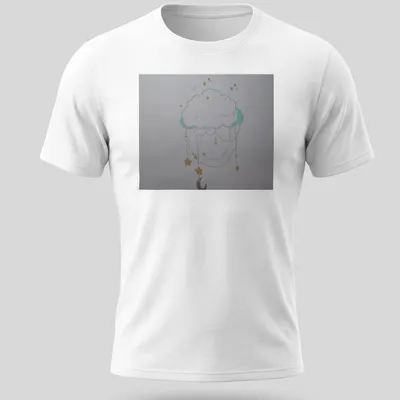 Whimsical illustration of a cloud dream catcher with stars in light blue and yellow