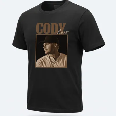 Vintage sepia t-shirt with the text Cody Cozz in brown and cream