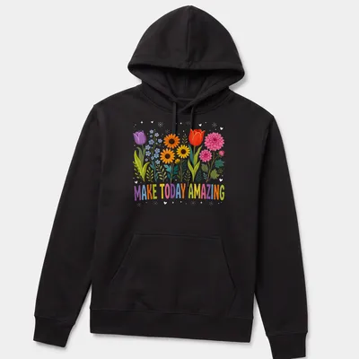 Vibrant illustration of a colorful flower bouquet with motivational text — printed on a unisex hoodie