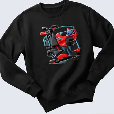 Colorful geometric abstract design t-shirt with text 'Futuristic Fracture C' — printed on a unisex sweatshirt