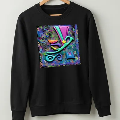 Colorful geometric abstract design featuring vibrant oil slick effect — printed on a unisex sweatshirt
