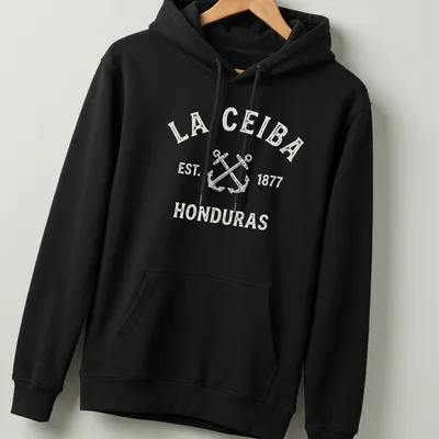 Vintage style T-shirt featuring crossed boat anchors and La Ceiba text — printed on a unisex hoodie