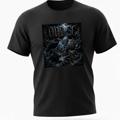 Dark fantasy design featuring crow, owl, wolf, and snakes with odd lettering.