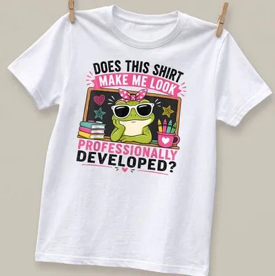 Cartoon frog with sunglasses and humorous text about professionalism
