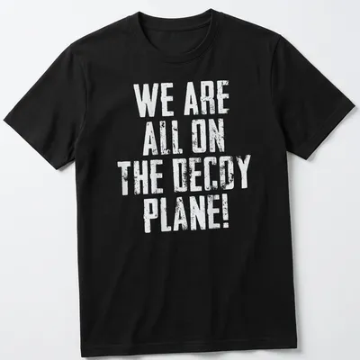 Vintage distressed T-shirt featuring a playful decoy plane graphic and humorous text