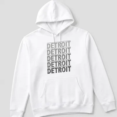 Distressed vintage Detroit t-shirt featuring bold slab lettering — printed on a unisex hoodie