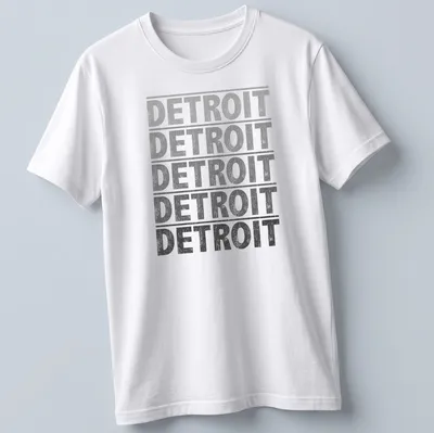 Distressed vintage Detroit t-shirt featuring bold slab lettering