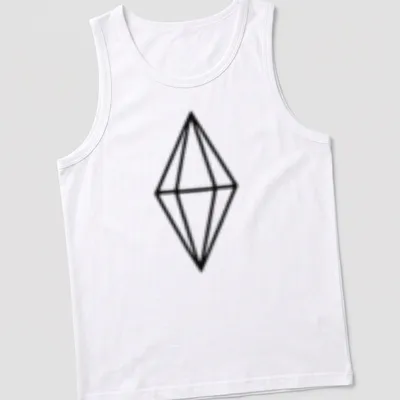 Minimalist black diamond design on Y2K — printed on a tank top