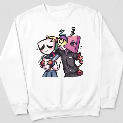 Cute cartoon design featuring Digital Circus characters in various colors. — printed on a unisex sweatshirt
