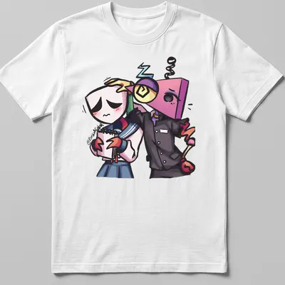 Cute cartoon design featuring Digital Circus characters in various colors.