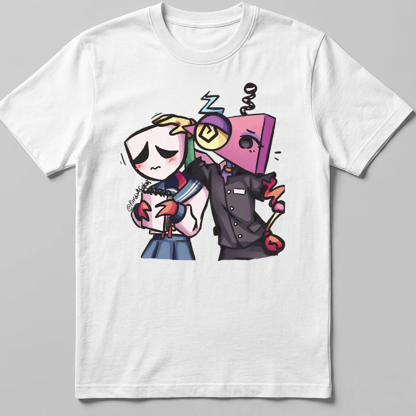 Cute cartoon design featuring Digital Circus characters in various colors. — printed on a unisex t-shirt